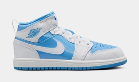 Air Jordan 1 Retro Mid Legend Blue Preschool Lifestyle Shoes (White/Legend Blue) Air Jordan 1 classic shoes for streetwear looks