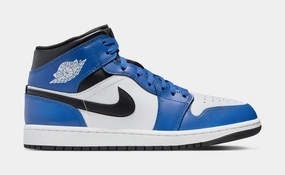 Air Jordan 1 Retro Mid Mens Lifestyle Shoes (Game Royal/White/Black) Air Jordan 1 classic shoes for streetwear looks