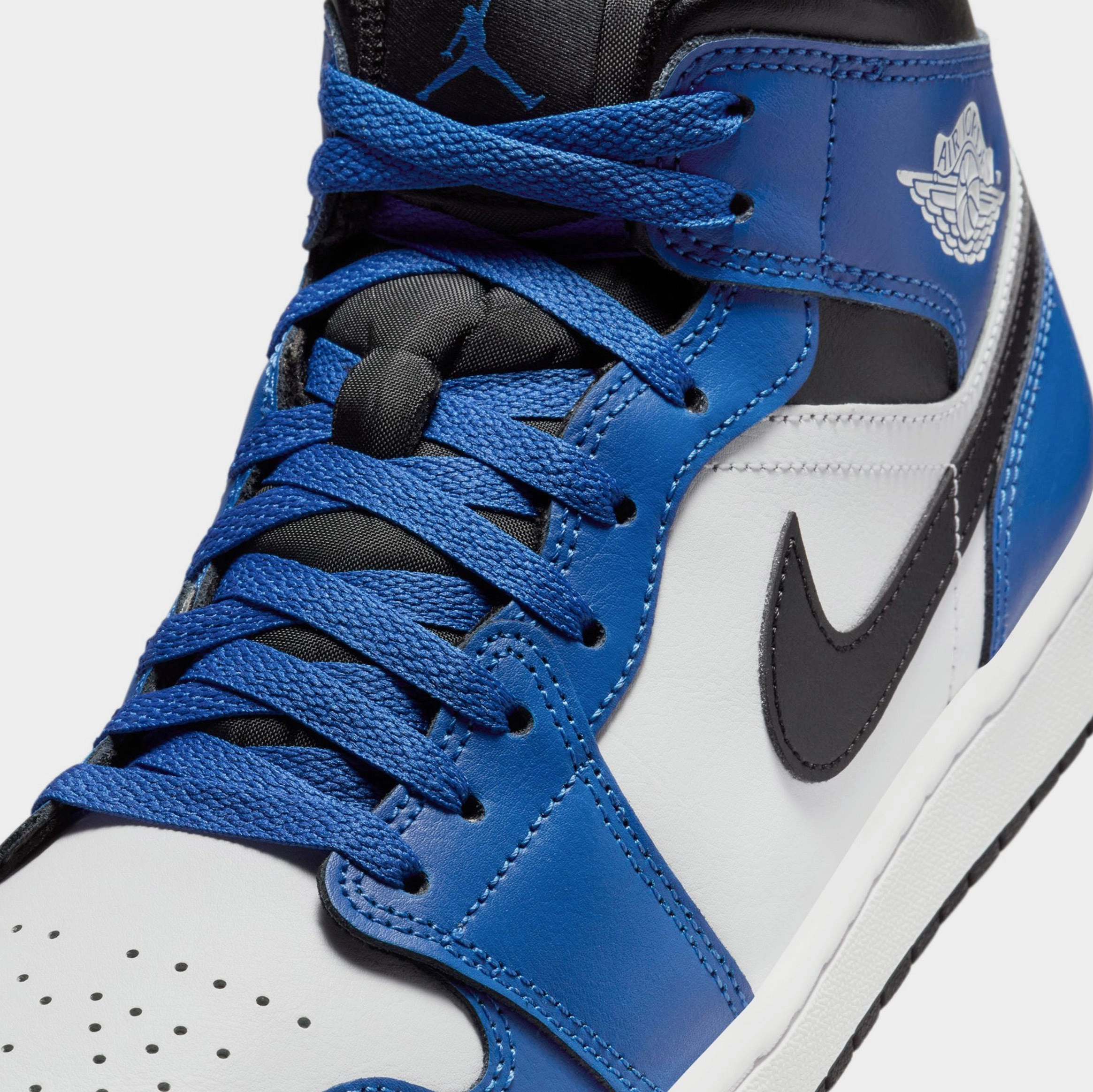 Air Jordan 1 Retro Mid Mens Lifestyle Shoes (Game Royal/White/Black) Air Jordan 1 original design shoes