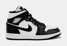 Air Jordan 1 Retro Mid Panda Womens Lifestyle Shoes (Black/White) Air Jordan 1 classic shoes for streetwear looks