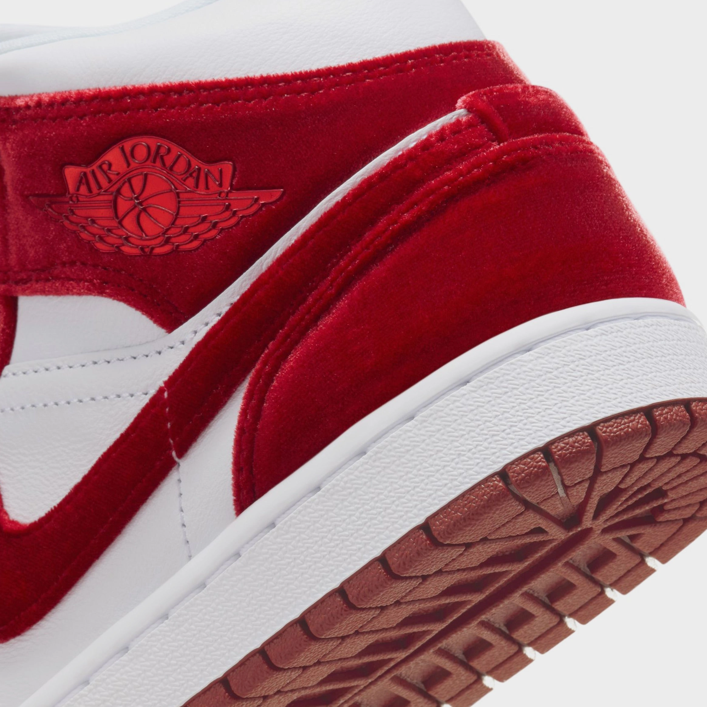 Air Jordan 1 Retro Mid Red Velvet Womens Lifestyle Shoes (White/Black/White/Team Red) Air Jordan 1 original design shoes