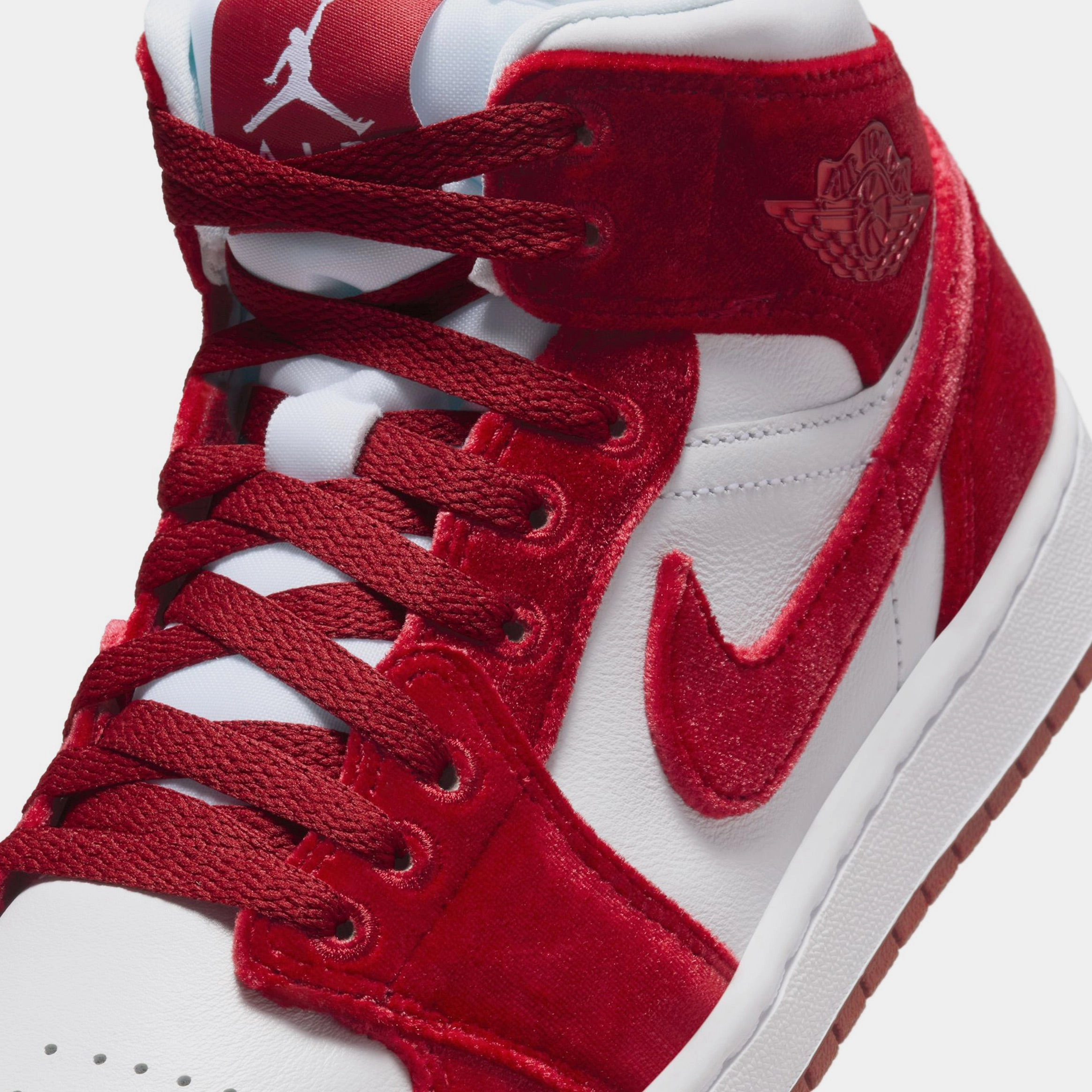 Air Jordan 1 Retro Mid Red Velvet Womens Lifestyle Shoes (White/Black/White/Team Red) Air Jordan 1 original design shoes
