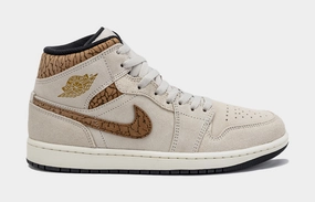 Air Jordan 1 Retro Mid SE Brown Elephant Mens Lifestyle Shoes (Light Orewood Brown/Metallic Gold) Air Jordan 1 classic shoes for streetwear looks