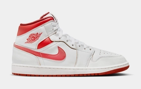 Air Jordan 1 Retro Mid SE Dune Red Mens Lifestyle Shoes (White/Dune Red) Air Jordan 1 classic shoes for streetwear looks