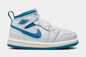 Air Jordan 1 Retro Mid SE Industrial Blue Infant Toddler Lifestyle Shoes (White/Sail/Industrial Blue) Air Jordan 1 classic shoes for streetwear looks