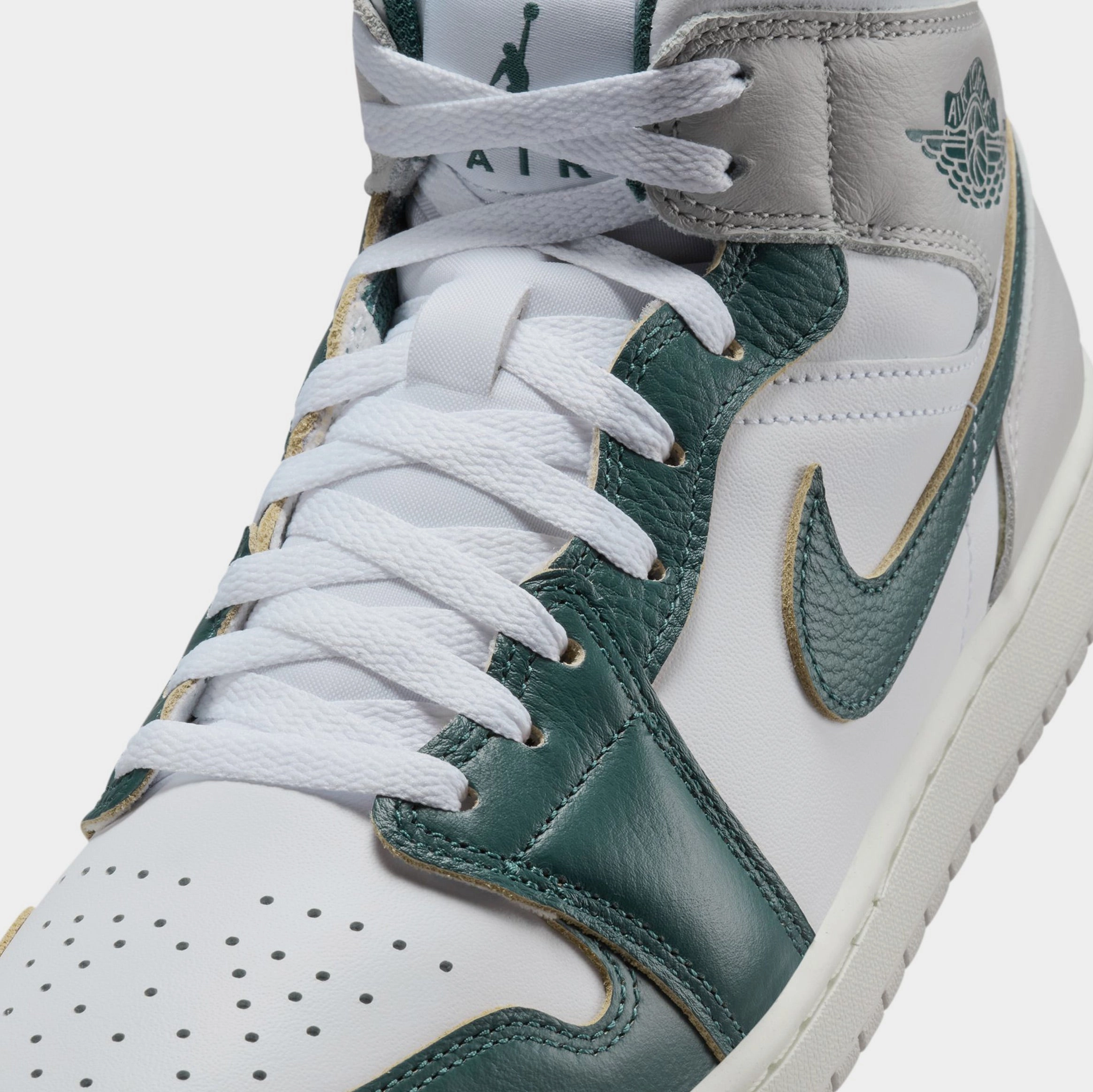 Air Jordan 1 Retro Mid SE Mens Basketball Shoes (White/Oxidized Green/Sail) Air Jordan 1 original design shoes