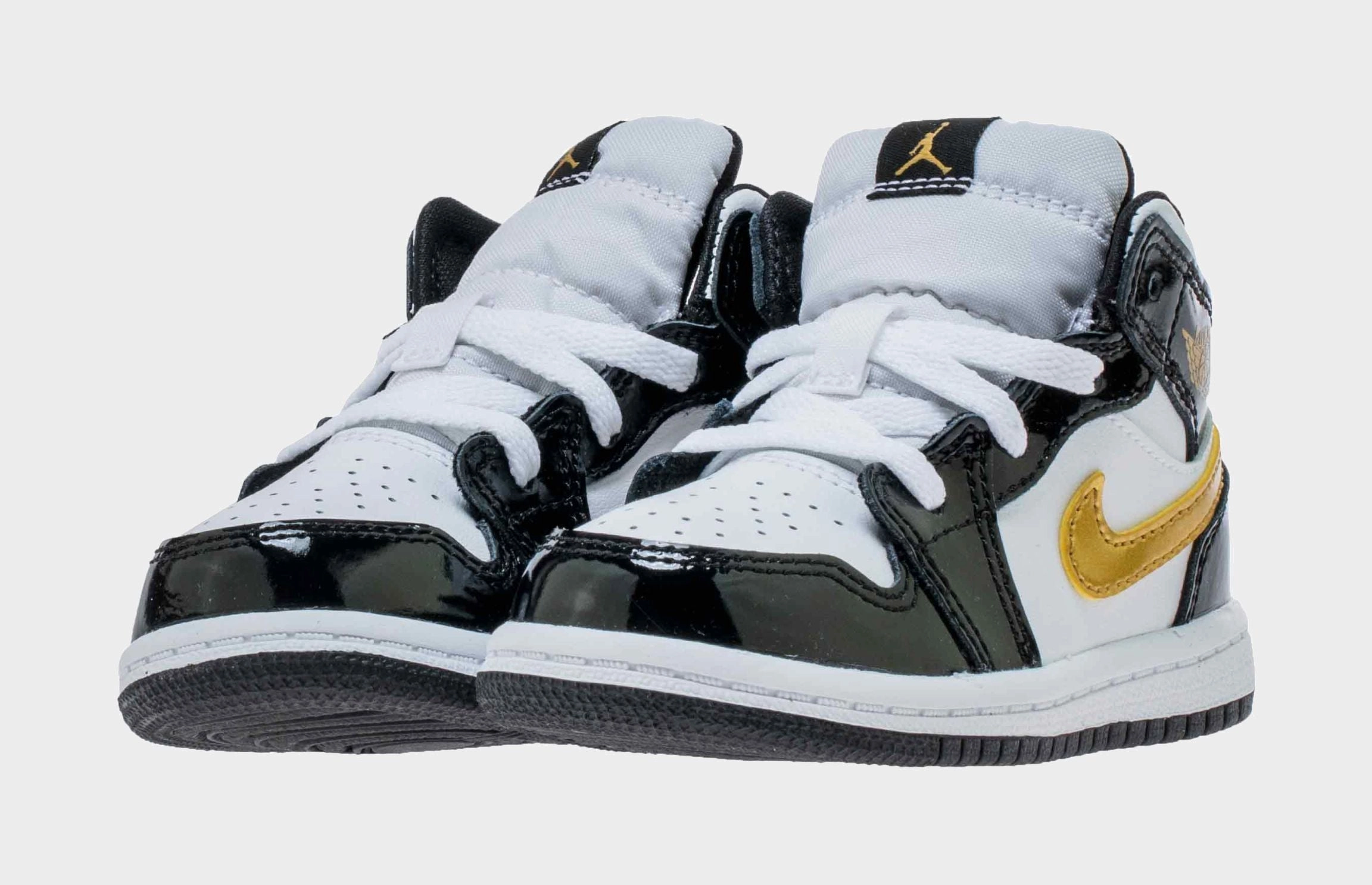 Air Jordan 1 Retro Mid SE Patent Black Gold Infant Toddler Lifestyle Shoes (Black/Gold) Air Jordan 1 original design shoes