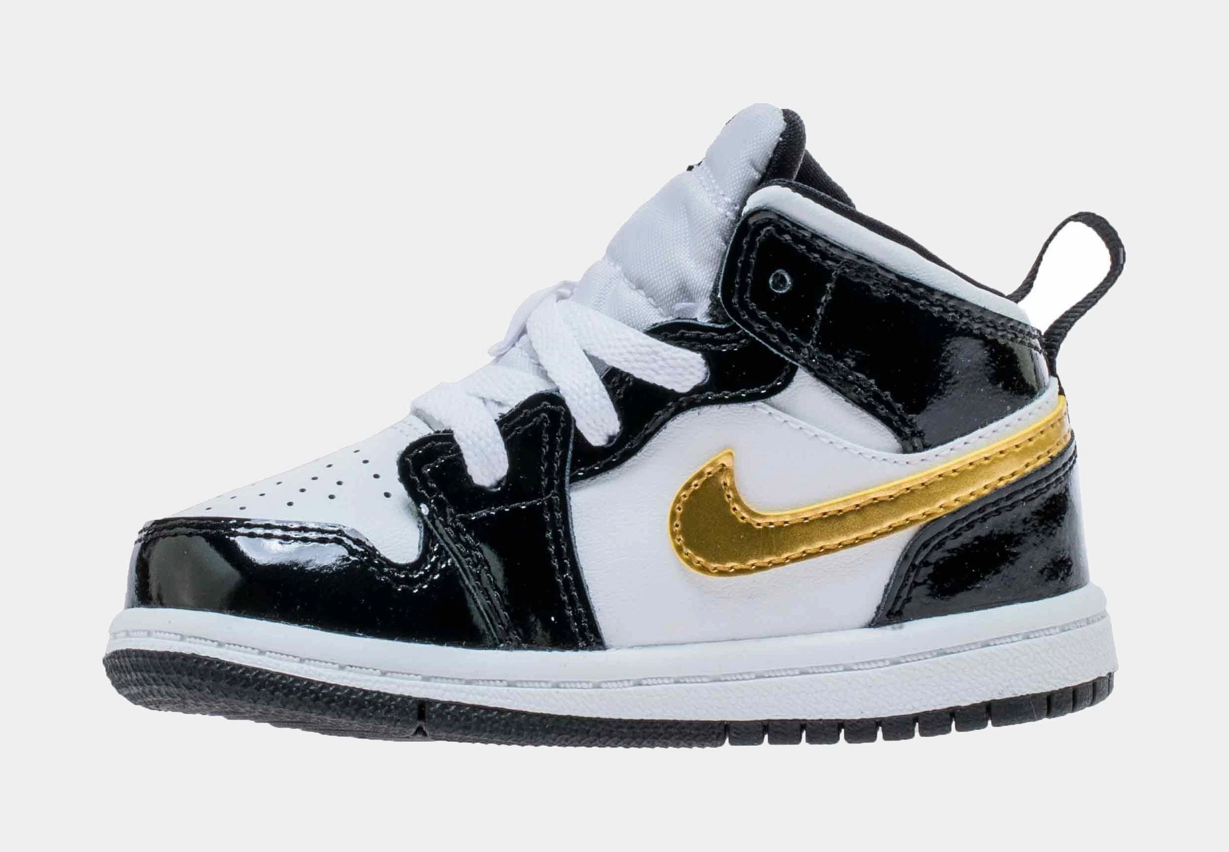Air Jordan 1 Retro Mid SE Patent Black Gold Infant Toddler Lifestyle Shoes (Black/Gold) Air Jordan 1 original design shoes