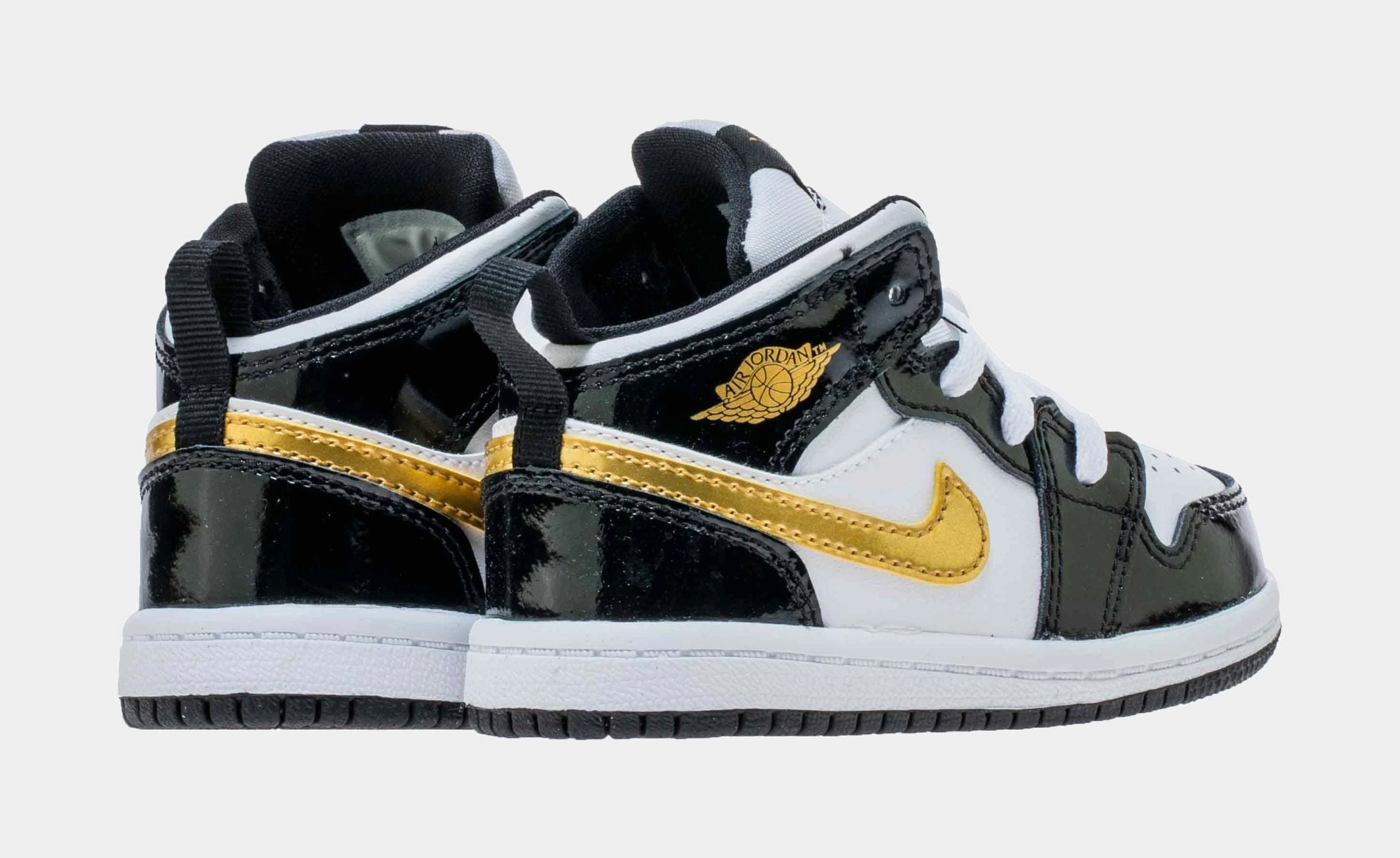 Air Jordan 1 Retro Mid SE Patent Black Gold Infant Toddler Lifestyle Shoes (Black/Gold) Air Jordan 1 original design shoes