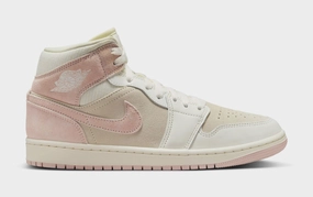 Air Jordan 1 Retro Mid SE Womens Lifestyle Shoes (Coconut Milk/Legend Pink/Sail) Air Jordan 1 classic shoes for streetwear looks