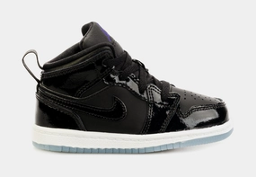 Air Jordan 1 Retro Mid Space Jam Infant Toddler Lifestyle Shoes (Black/Blue) Air Jordan 1 classic shoes for streetwear looks