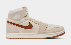 Air Jordan 1 Zoom CMFT Mens Lifestyle Shoes (Sail/Legend Medium Brown/Fossil/Legend Coffee) Air Jordan 1 classic shoes for streetwear looks