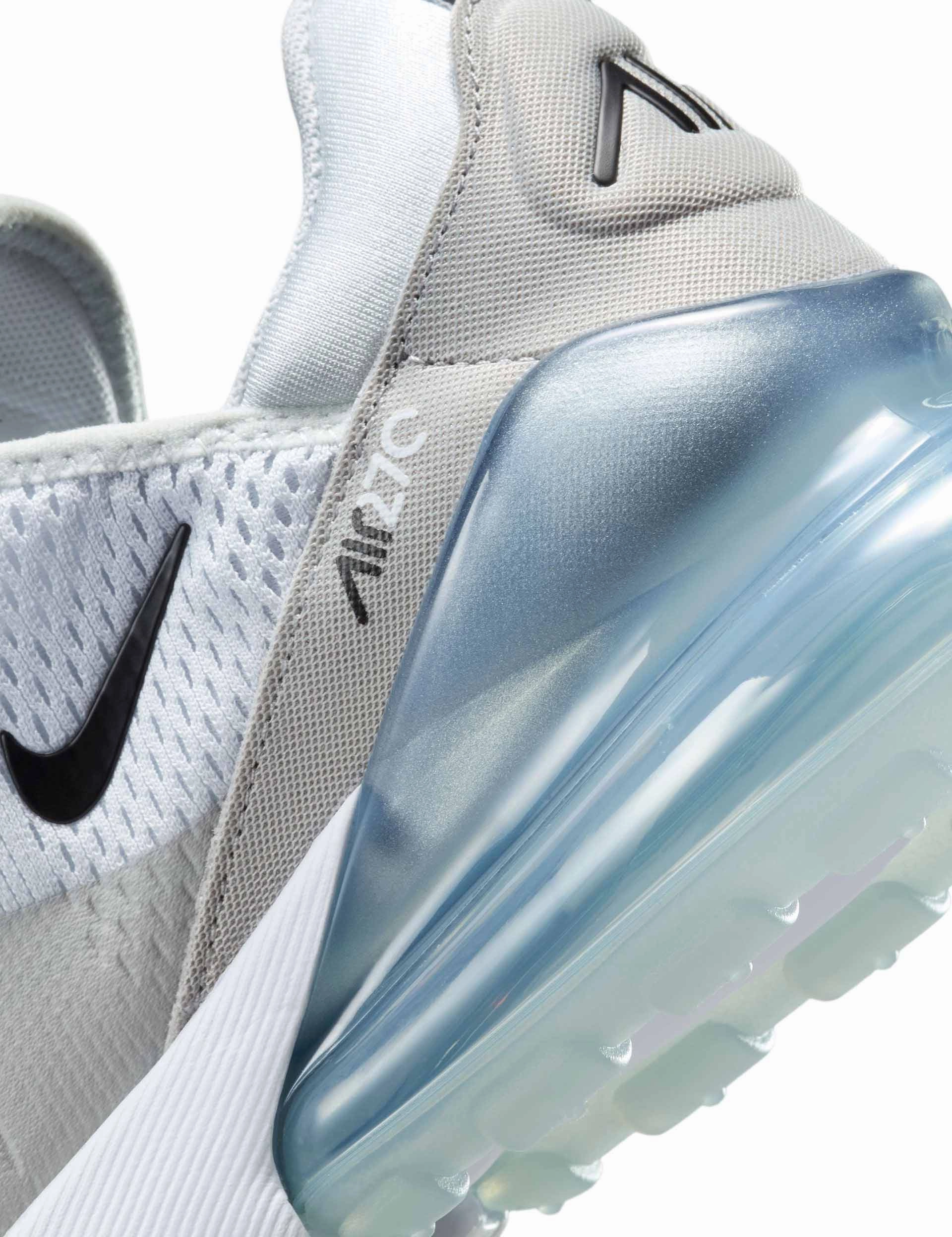 Air Max 270 Shoes - Pure Platinum/Black/Light Smoke Grey Nike women's stylish athletic footwear