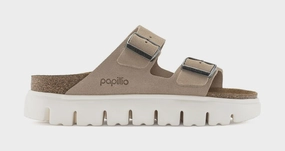 Arizona Chunky Suede Womens Sandals (Beige/White) Supportive Birkenstock clogs