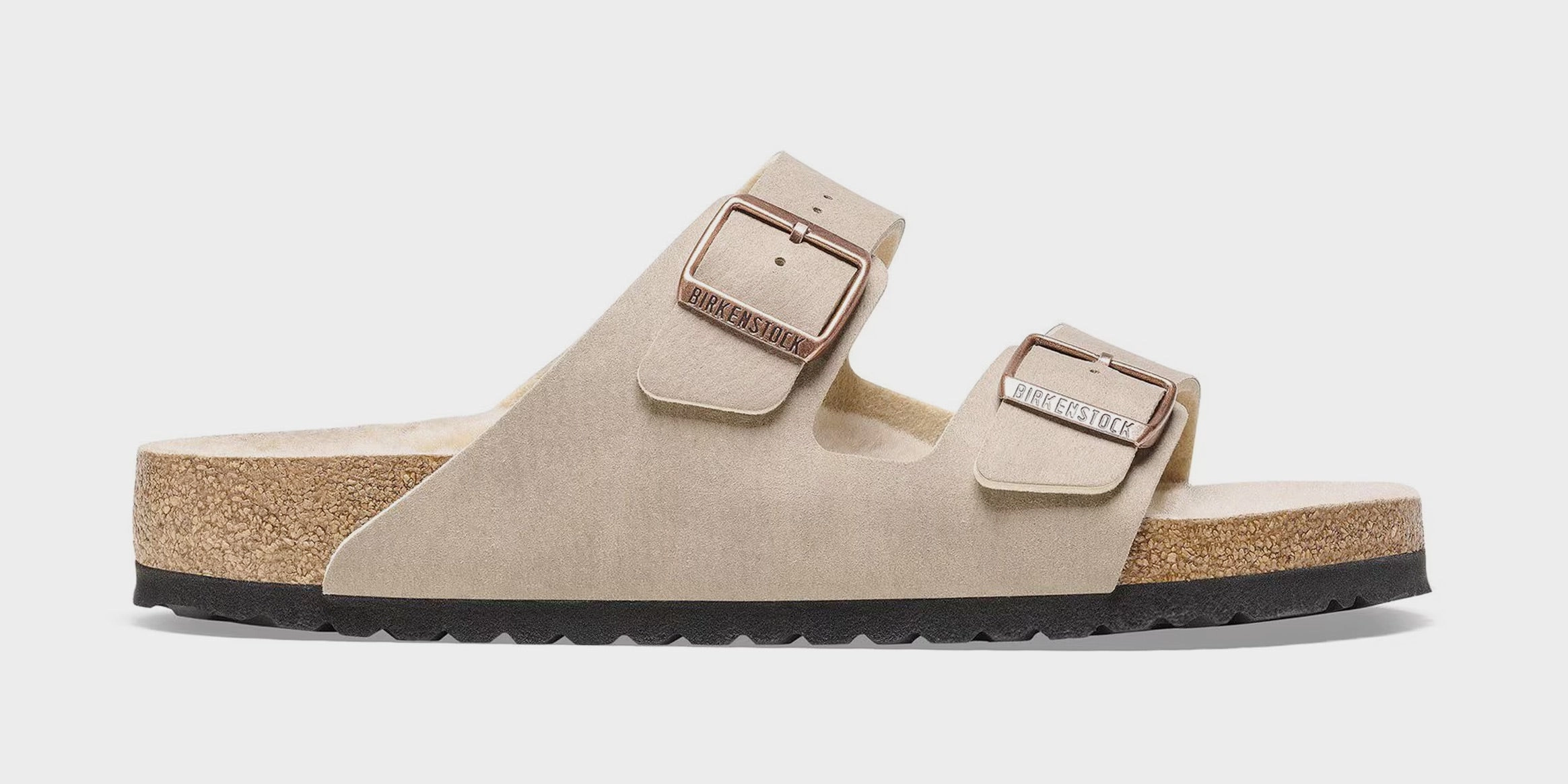Arizona Shearling Womens Sandals (Beige/Gold) Supportive Birkenstock clogs