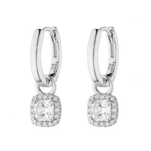 Assembled Hoop Square Halo Drops Earrings E6061 Diamonfire Jewellery