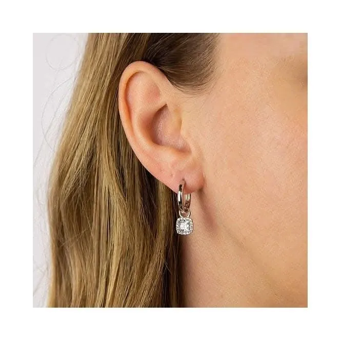 Assembled Hoop Square Halo Drops Earrings E6061 Diamonfire Jewellery