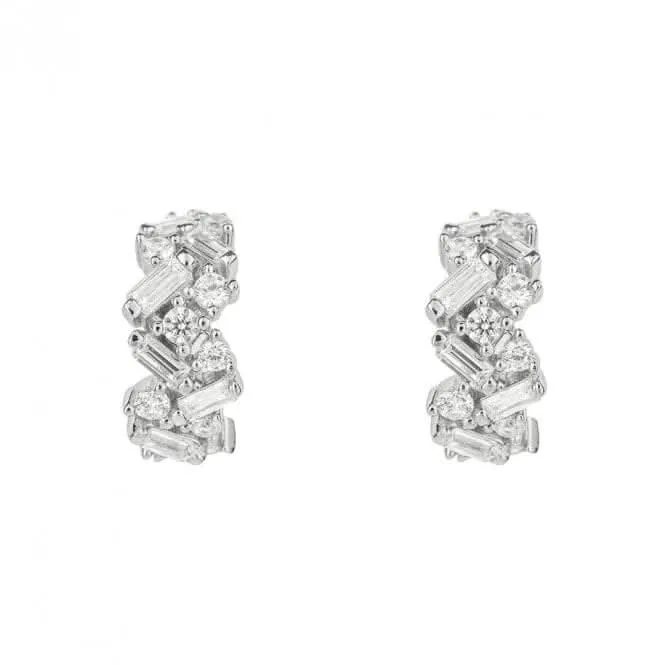 Baguette Scatter Zirconia Hoop Earrings E6189 Diamonfire Jewellery