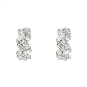 Baguette Scatter Zirconia Hoop Earrings E6189 Diamonfire Jewellery