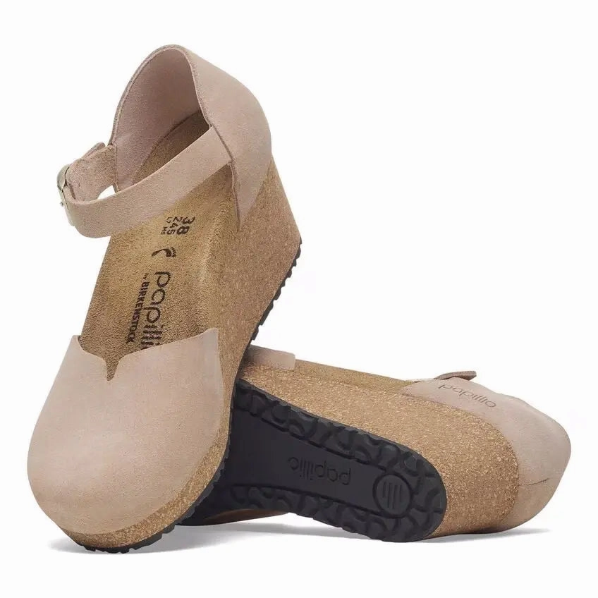 Birkensock Mary  Suede Wedge Mary Jane with Supportive Fit Birkenstock ergonomic sandals