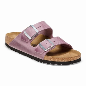 BIRKENSTOCK ARIZONA LAVENDER OILED LEATHER Birkenstock classic sandals with adjustable straps