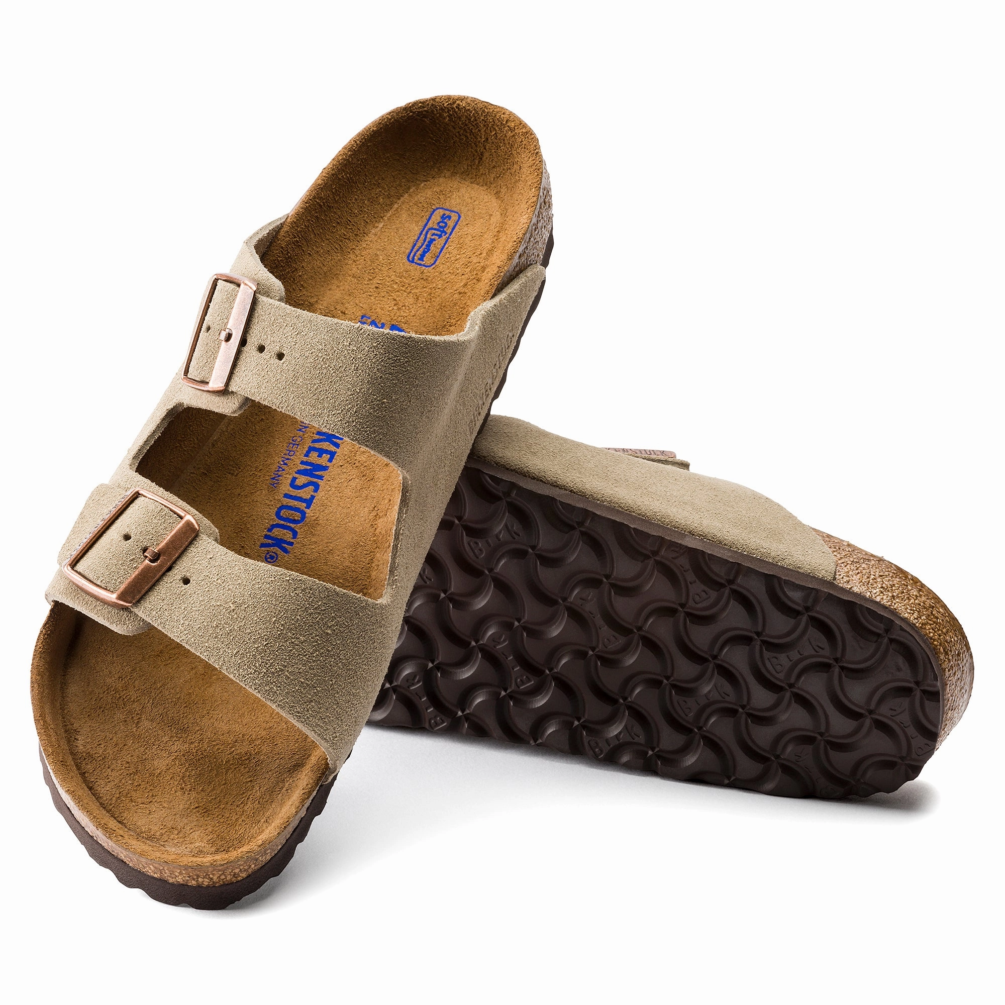 BIRKENSTOCK ARIZONA SOFT FOOTBED TAUPE SUEDE UNISEX Birkenstock comfortable casual footwear