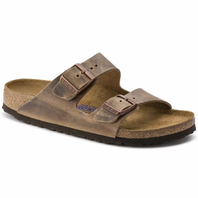 BIRKENSTOCK ARIZONA SOFT FOOTBED TOBACCO BROWN OILED NUBUCK LEATHER UNISEX Birkenstock classic sandals with adjustable straps