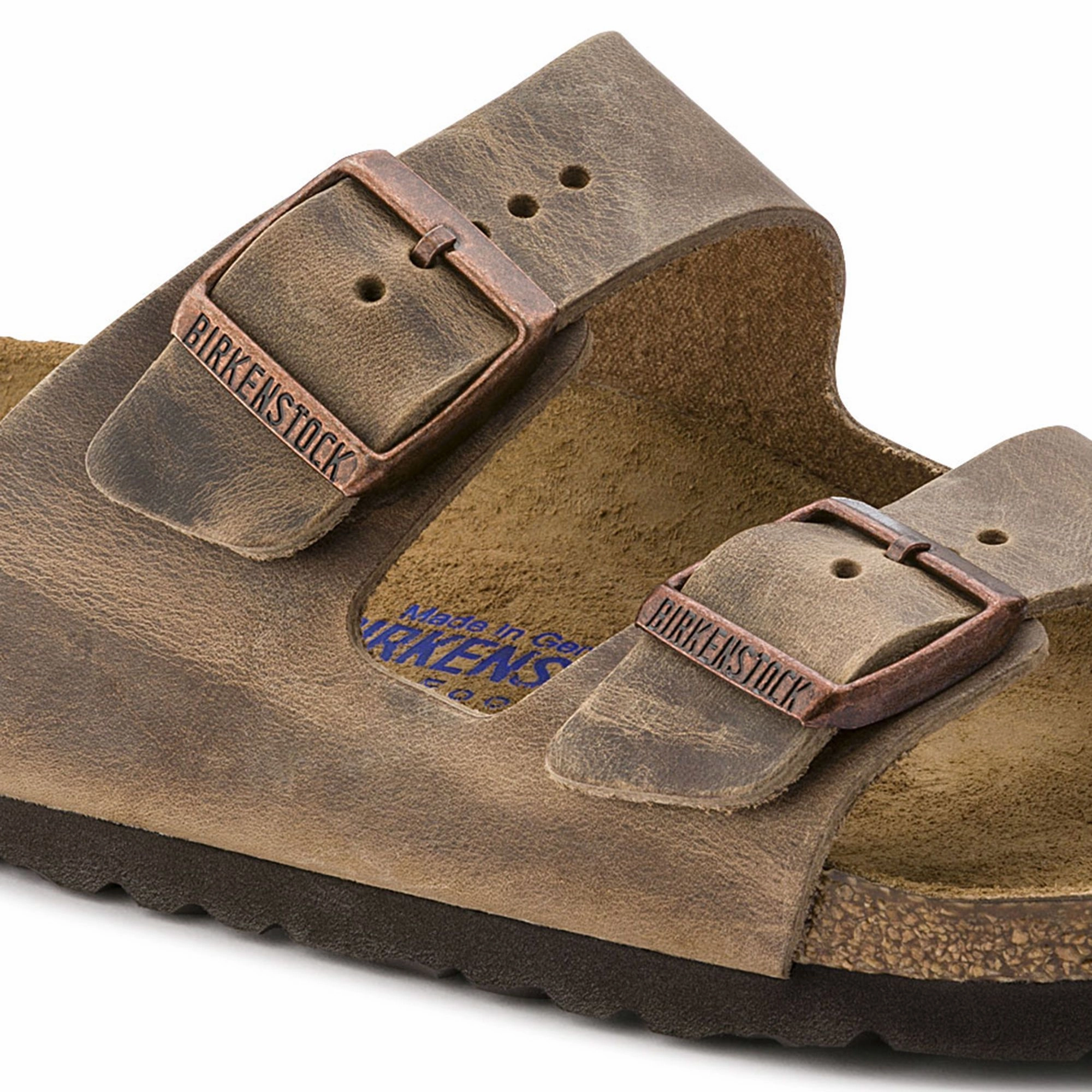 BIRKENSTOCK ARIZONA SOFT FOOTBED TOBACCO BROWN OILED NUBUCK LEATHER UNISEX Birkenstock comfortable casual footwear