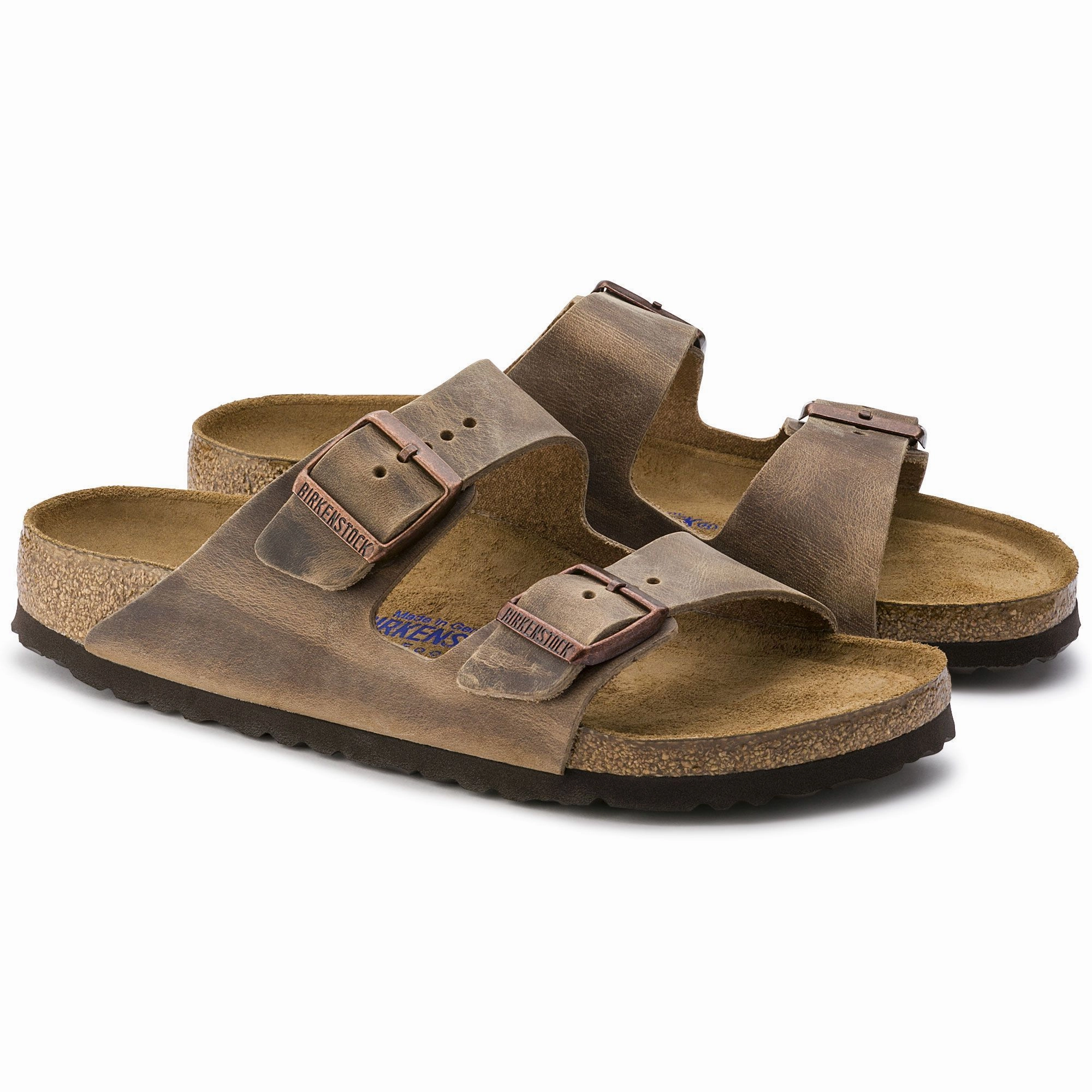 BIRKENSTOCK ARIZONA SOFT FOOTBED TOBACCO BROWN OILED NUBUCK LEATHER UNISEX Birkenstock comfortable casual footwear