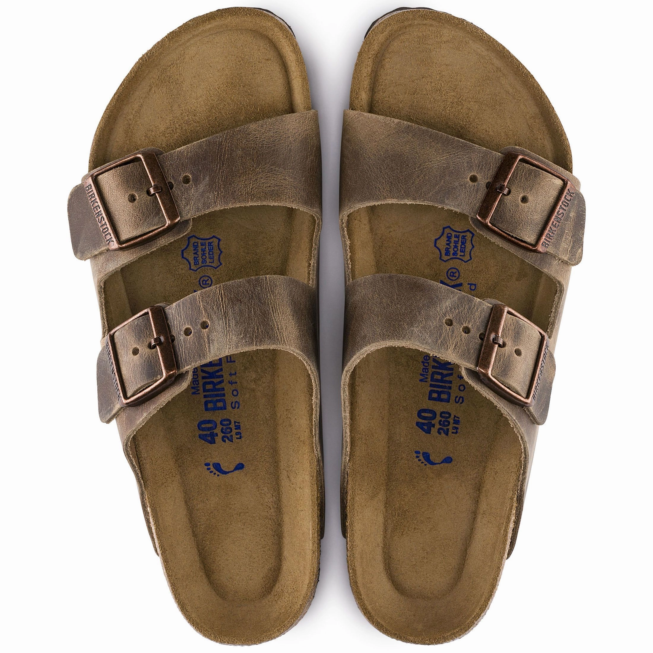 BIRKENSTOCK ARIZONA SOFT FOOTBED TOBACCO BROWN OILED NUBUCK LEATHER UNISEX Birkenstock comfortable casual footwear
