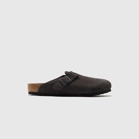 Birkenstock Boston - Velvet Gray Suede Open-toe comfort slides