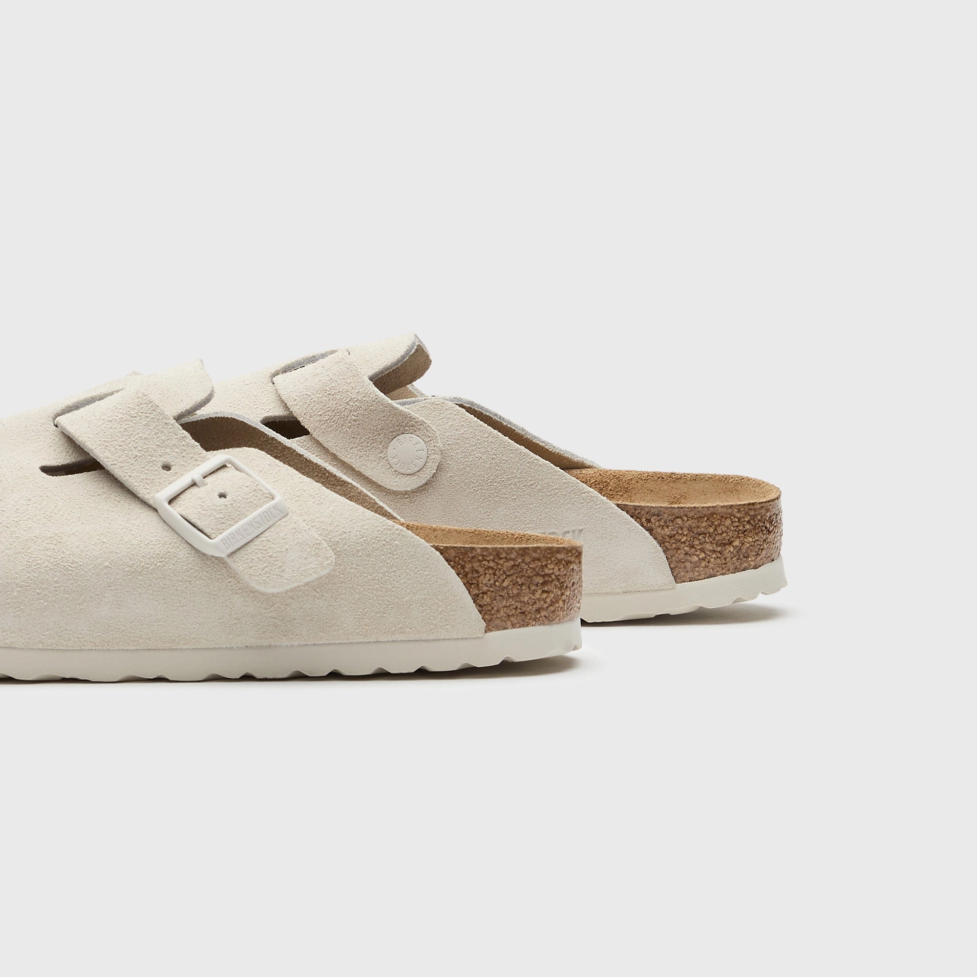 Birkenstock Boston SFB Antique - White Suede All-day comfort footwear