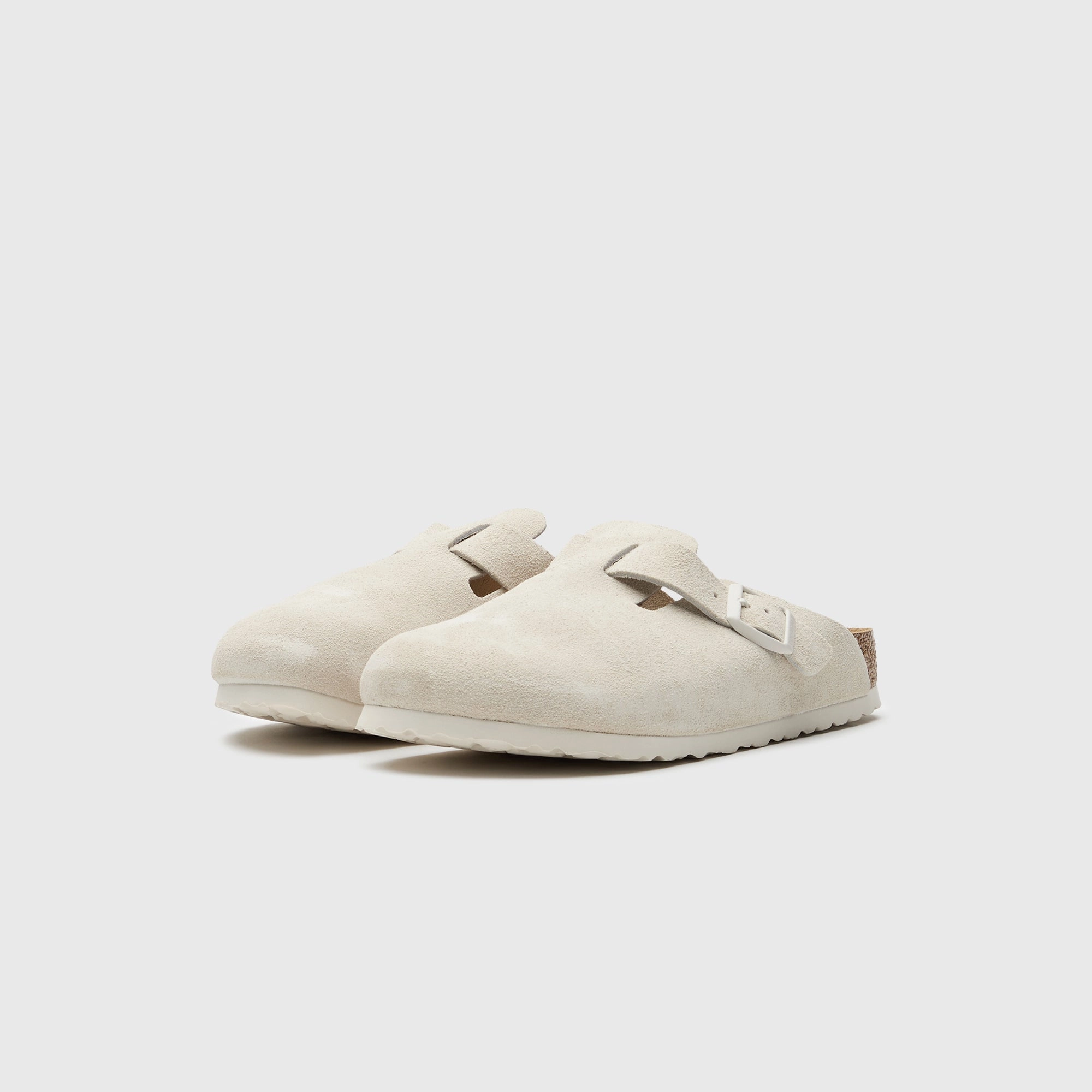 Birkenstock Boston SFB Antique - White Suede All-day comfort footwear
