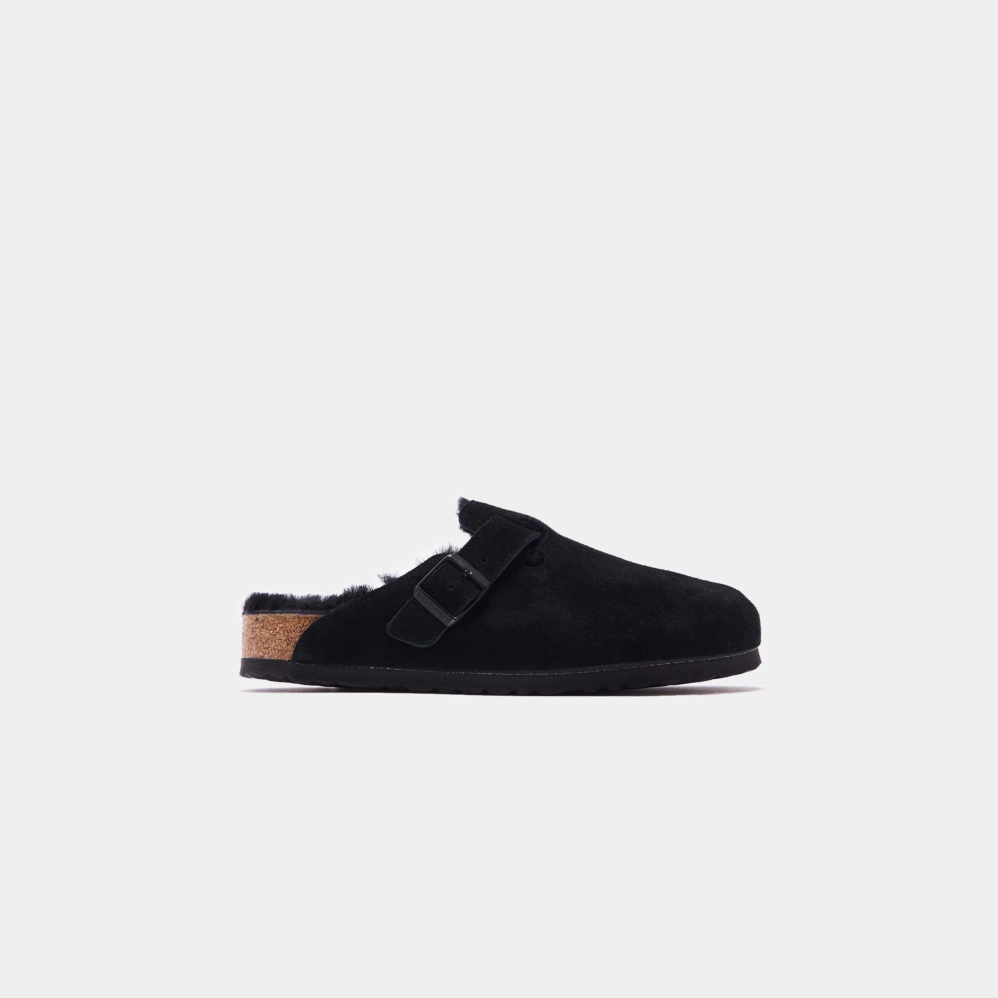 Birkenstock Boston Shearling - Black Open-toe comfort slides