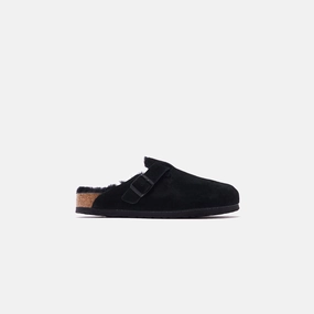 Birkenstock Boston Shearling - Black Open-toe comfort slides