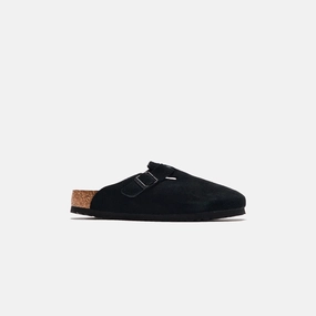 Birkenstock Boston Soft Footbed - Black Suede Open-toe comfort slides