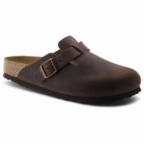 BIRKENSTOCK BOSTON SOFT FOOTBED HABANA OILED LEATHER UNISEX Birkenstock classic sandals with adjustable straps