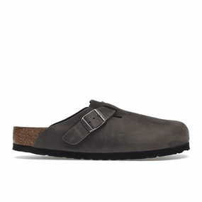 Birkenstock Boston Soft Footbed Oiled Leather Iron Grey Arizona-style comfort sandals