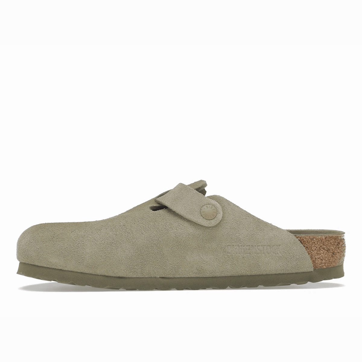 Birkenstock Boston Soft Footbed Suede Faded Khaki Supportive everyday sandals