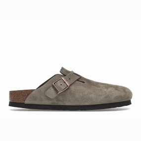 Birkenstock Boston Soft Footbed Suede Taupe (Narrow Fit) Arizona-style comfort sandals
