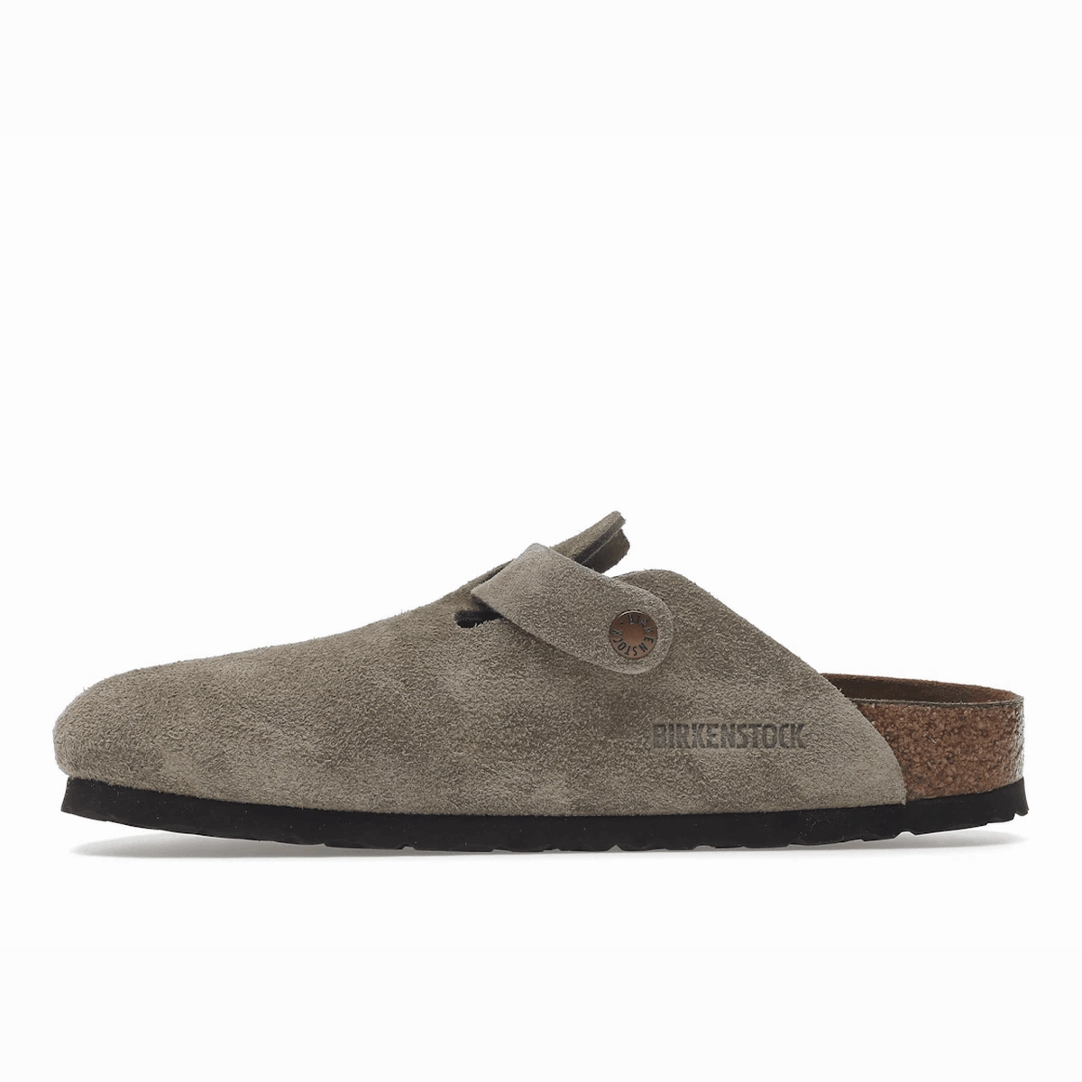 Birkenstock Boston Soft Footbed Suede Taupe (Narrow Fit) Supportive everyday sandals