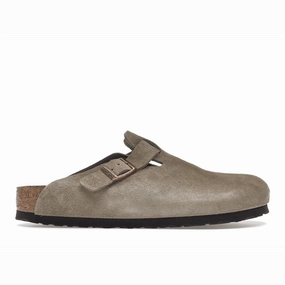Birkenstock Boston Soft Footbed Suede Taupe Arizona-style comfort sandals