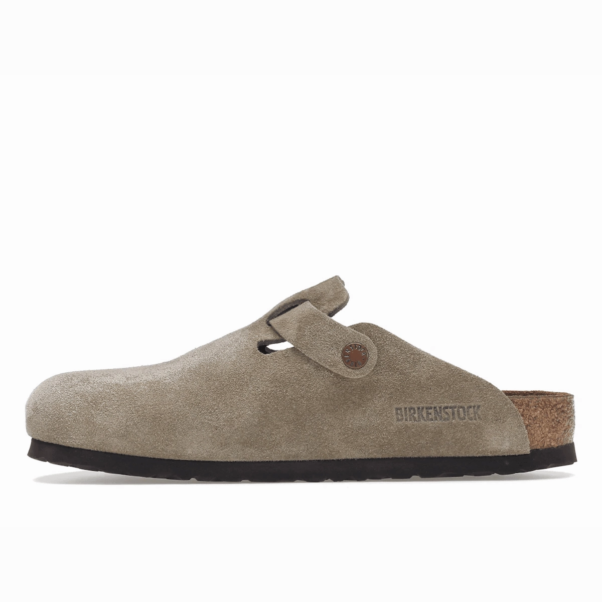 Birkenstock Boston Soft Footbed Suede Taupe Supportive everyday sandals