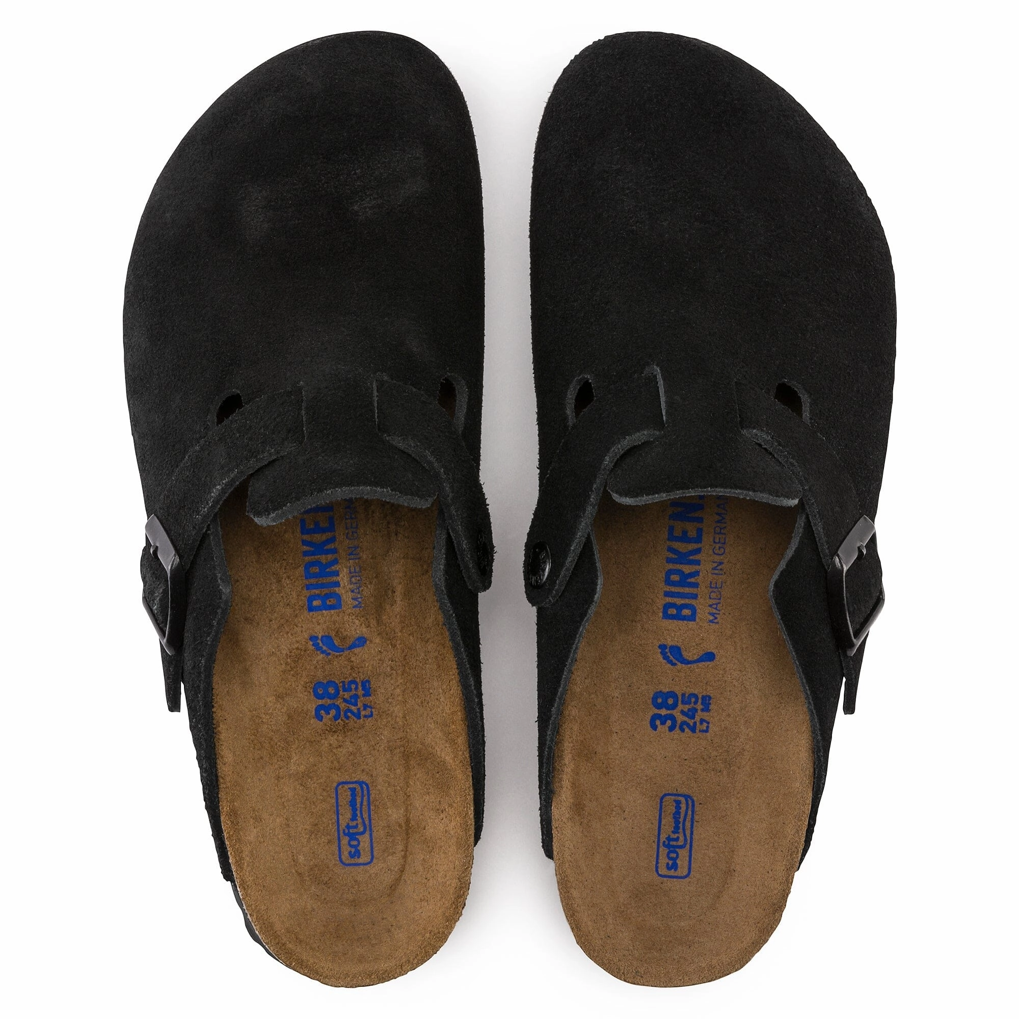 BIRKENSTOCK BOSTON SOFT FOOTBED SUEDE UNISEX MEDIUM AND WIDE Birkenstock comfortable casual footwear