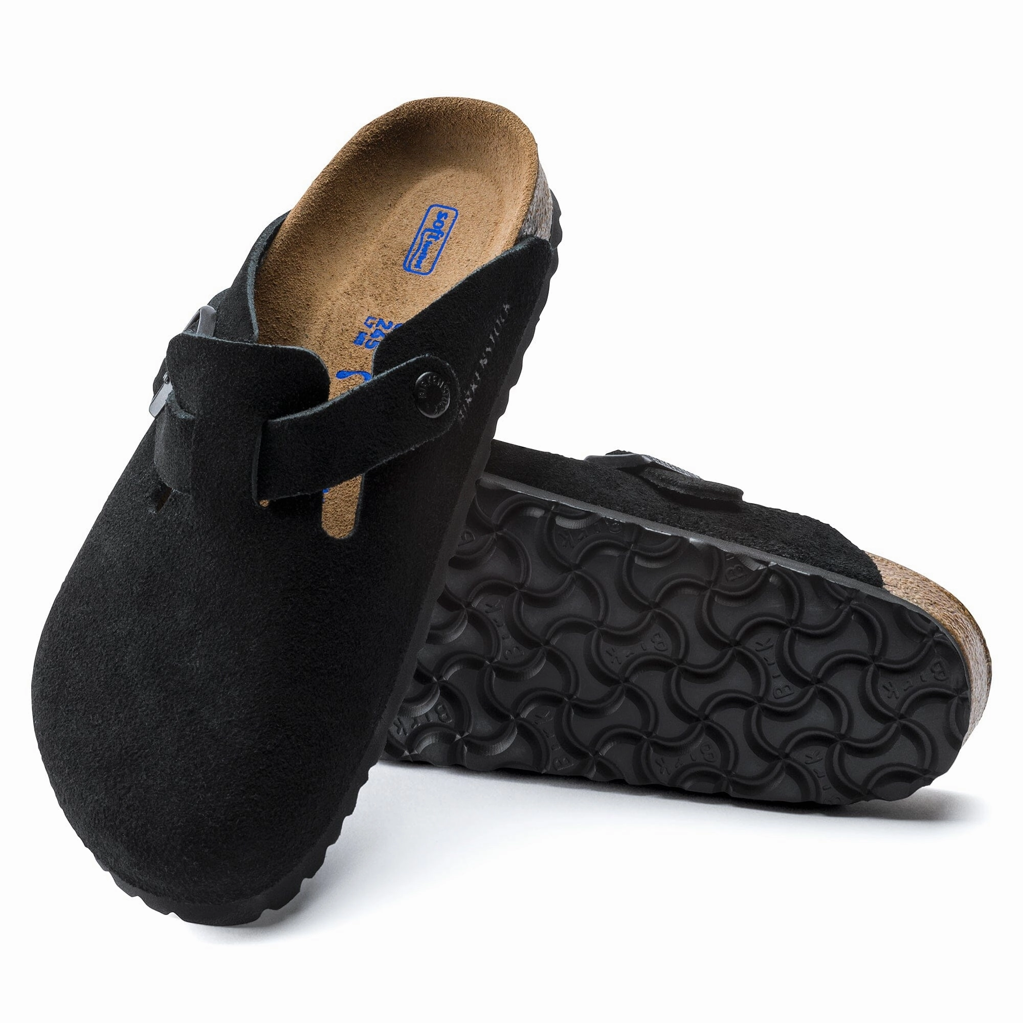 BIRKENSTOCK BOSTON SOFT FOOTBED SUEDE UNISEX MEDIUM AND WIDE Birkenstock comfortable casual footwear