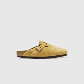 Birkenstock Boston Suede - Latte Cream Open-toe comfort slides
