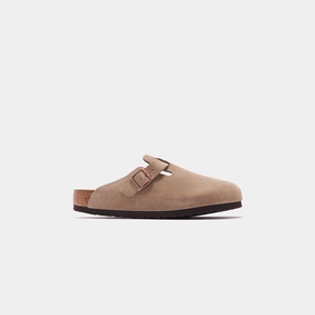 Birkenstock Boston Suede - Taupe Open-toe comfort slides