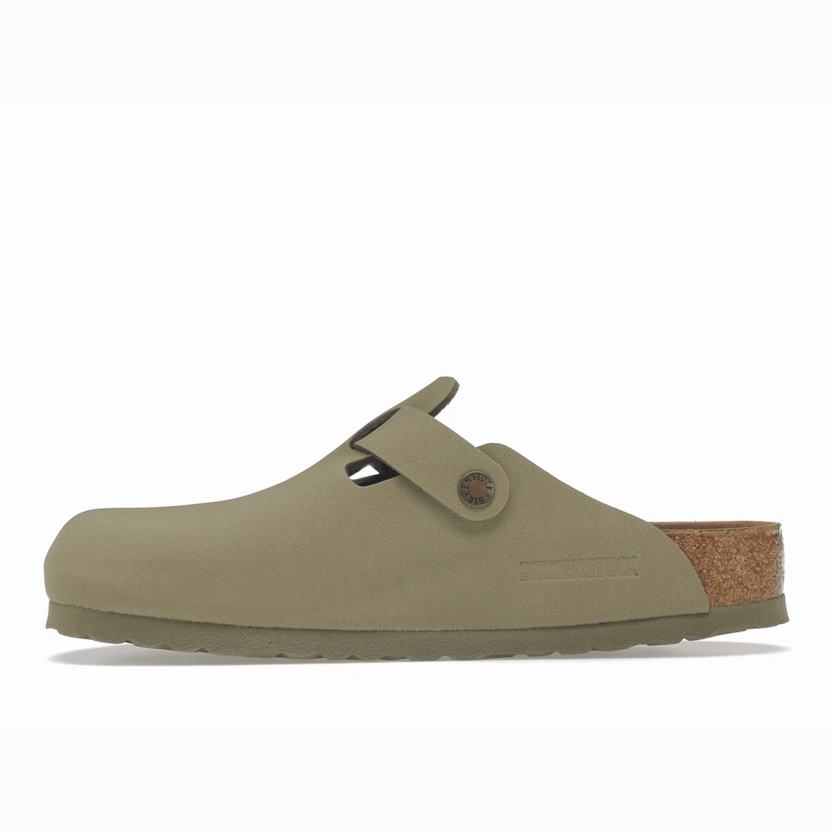 Birkenstock Boston Vegan Birkibuc Khaki Supportive everyday sandals