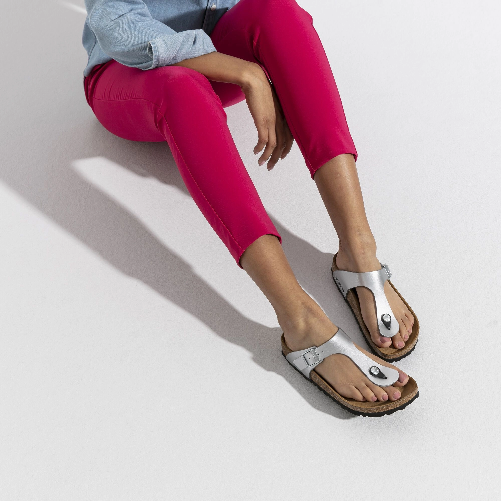 BIRKENSTOCK GIZEH SILVER BIRKO-FLOR Birkenstock comfortable casual footwear