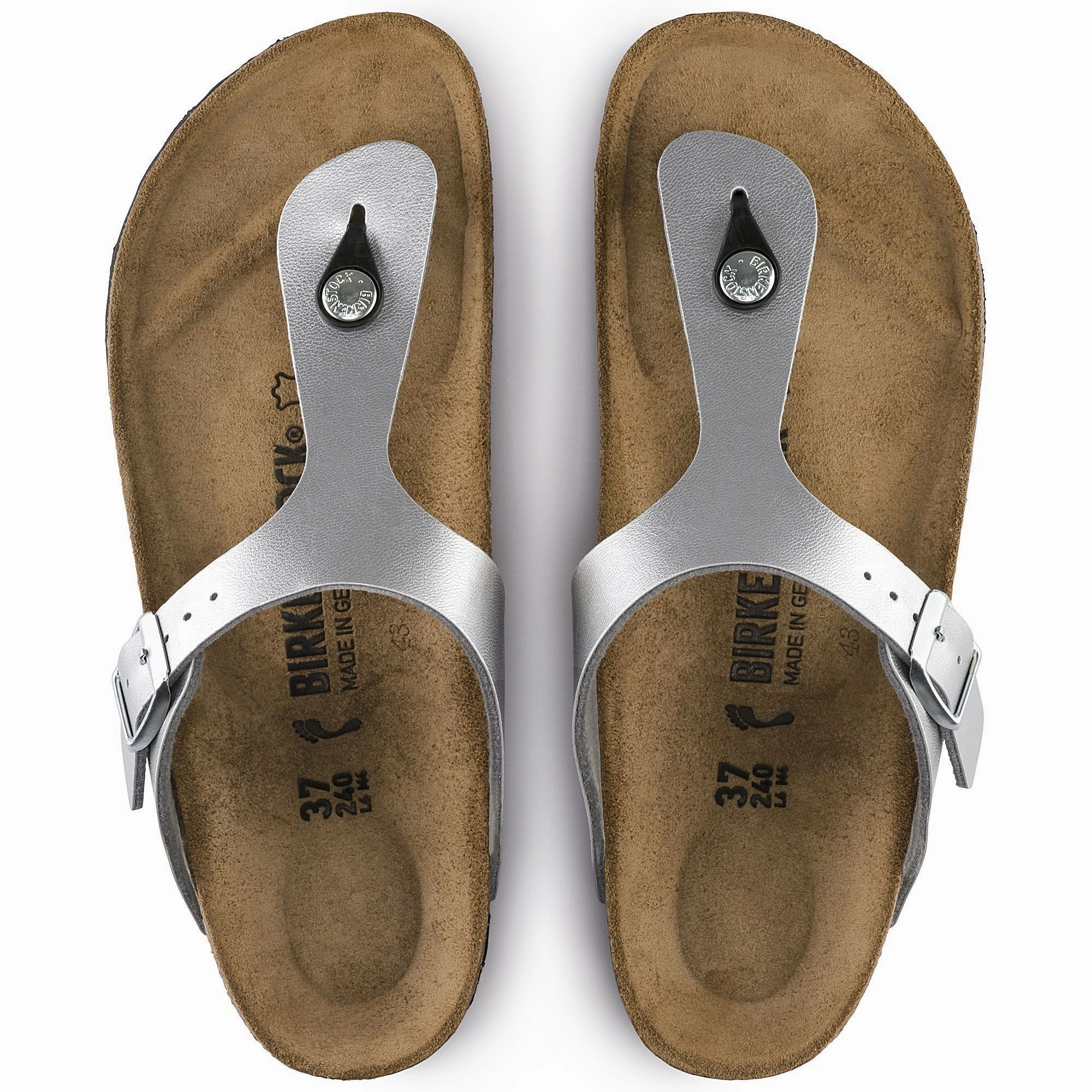 BIRKENSTOCK GIZEH SILVER BIRKO-FLOR Birkenstock comfortable casual footwear
